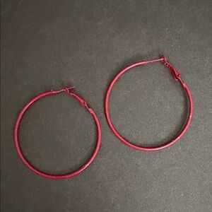 Vibrant Red Hoop Earrings